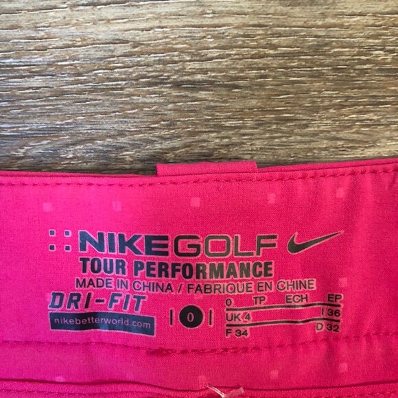 NIKE Golf Tour Performance Dri-Fit Pink Polka Dot Straight Pants Size0 27" - Picture 6 of 7